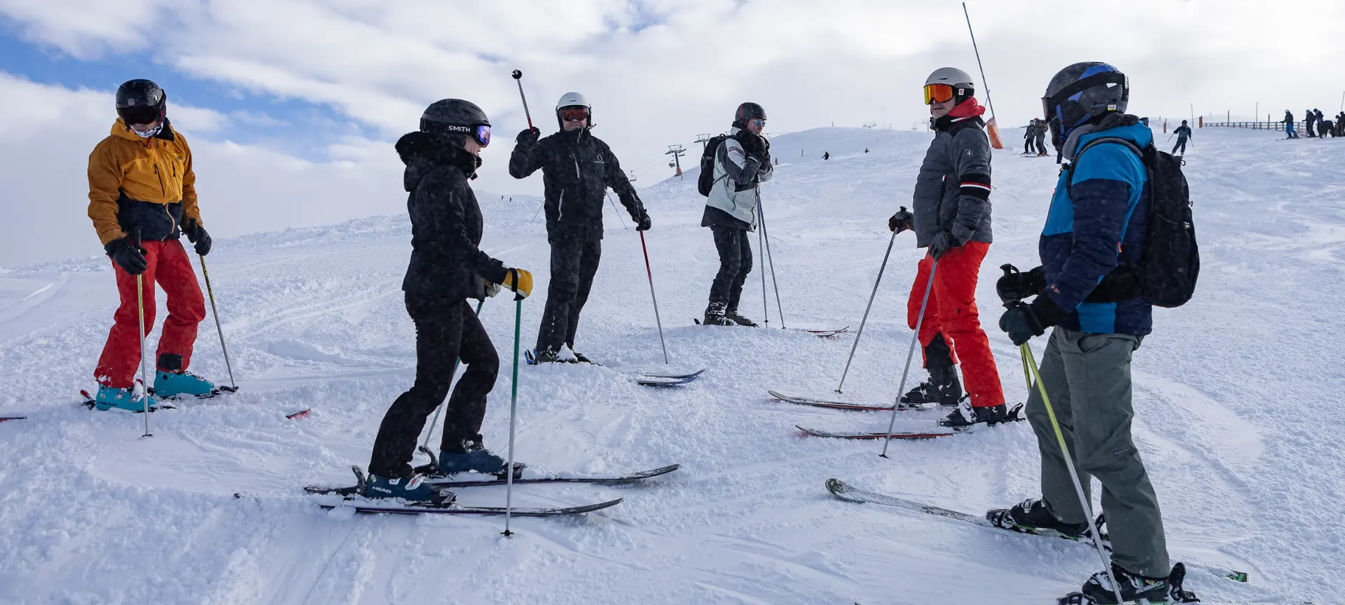 The crew of Marina Port Vell skiing through the Pyrenees