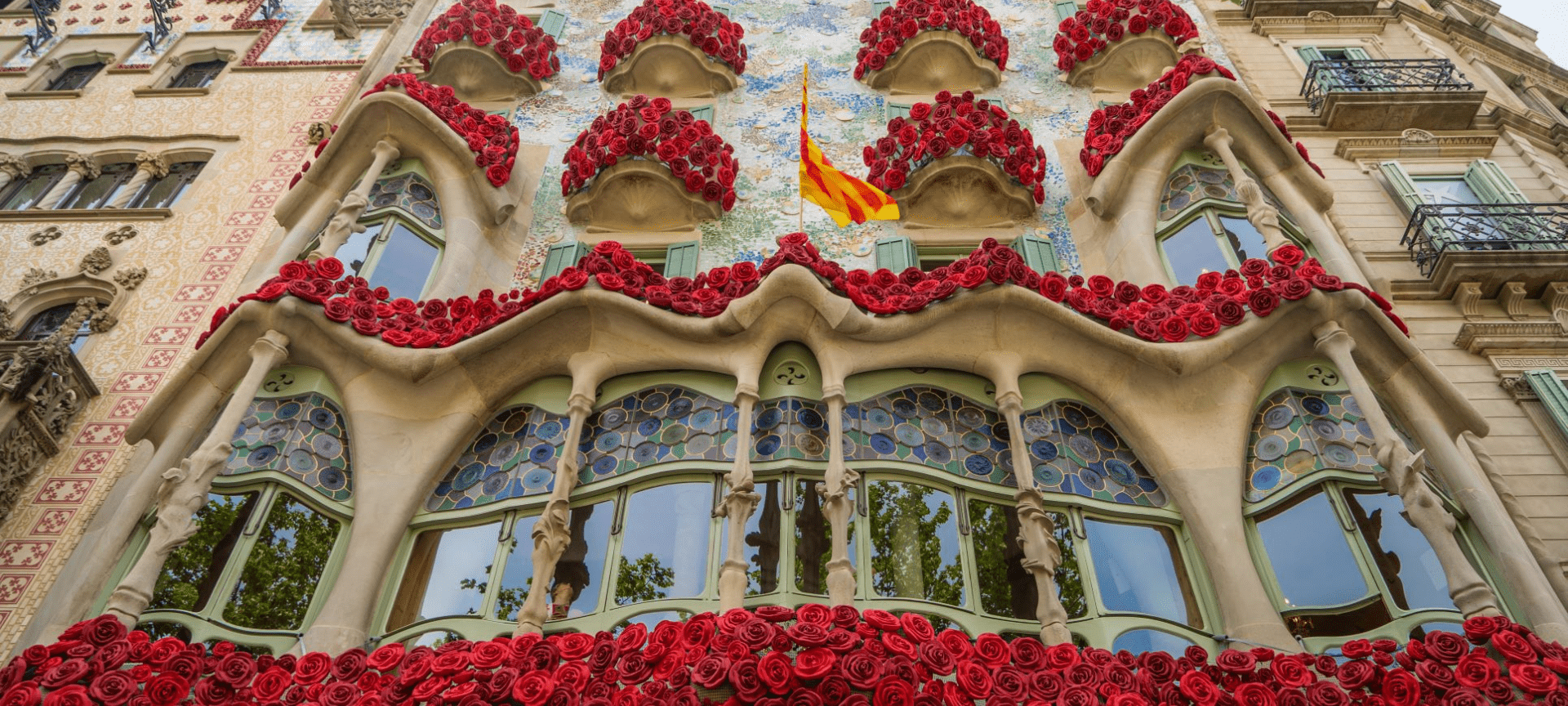 Red roses and a book &ndash; traditional symbols of Sant Jordi in Barcelona