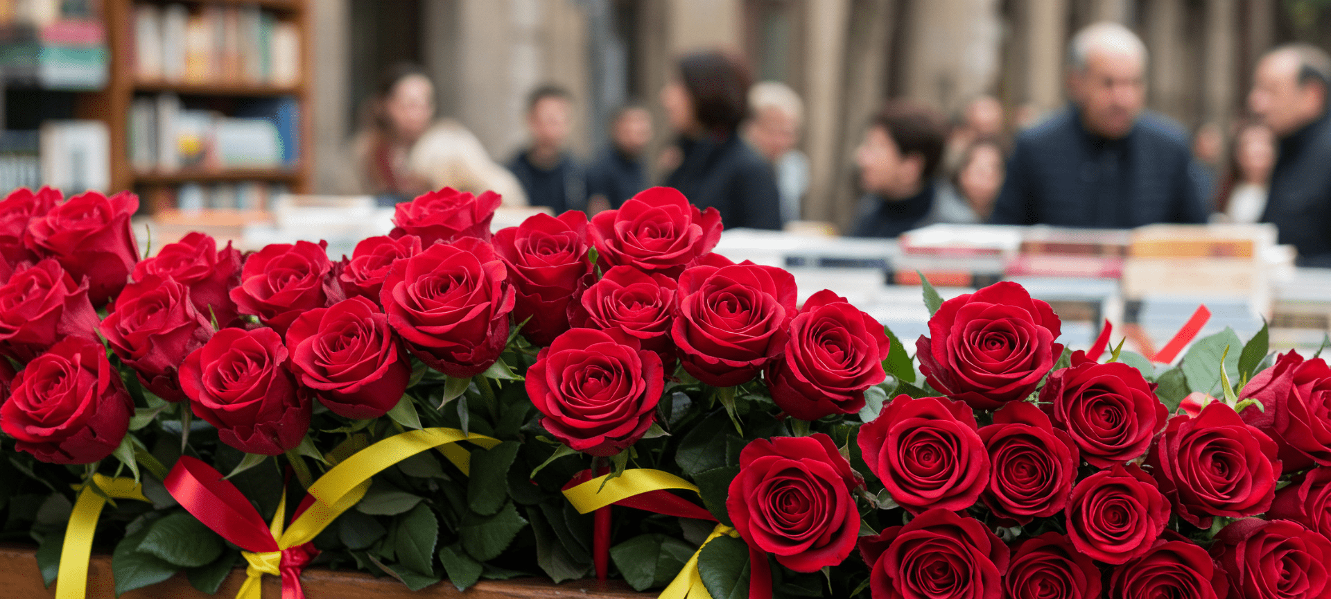 Red roses and a book: the traditional symbols of Sant Jordi in Barcelona