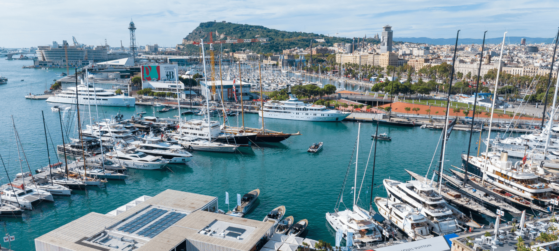 Aerial view of the berths at Marina Port Vell &mdash; a strategic location in Barcelona